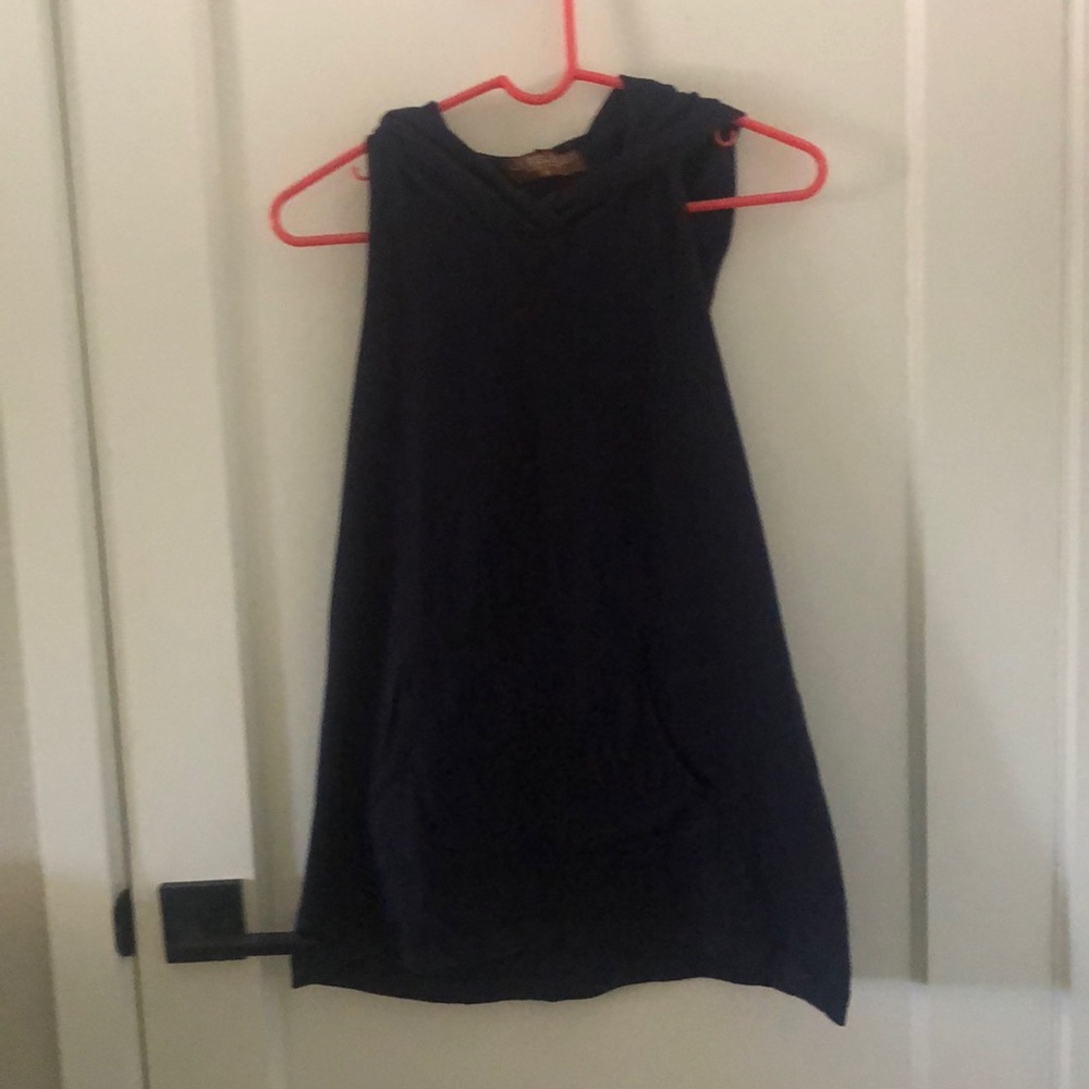 Sleeveless tunic length hoodie with kangaroo pocket ethically made and sourced